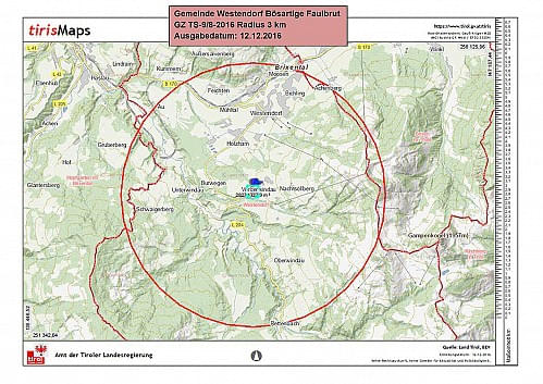 Karte des Sperrgebiet Westendorf